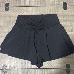Aerie Black Real Me Ruched Flowy Shorts